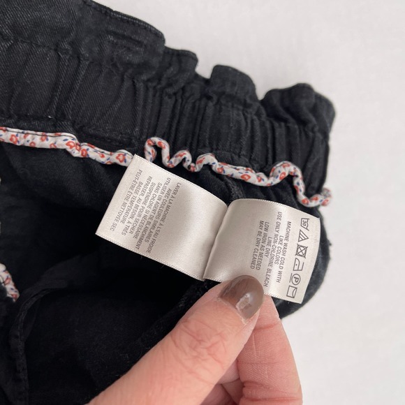 Anthropologie Elevenses Linen Blend Straight Leg Pants Black - Small - Picture 10 of 10